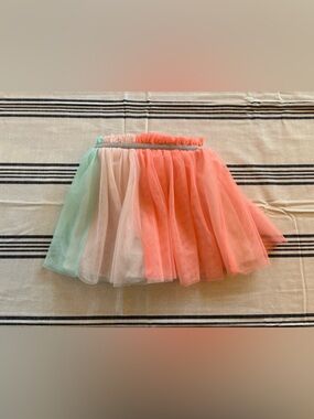 Carter's Coral Peach & Mint Layered Tulle Skirt